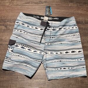 NWT Salt Life Blue and White Men's Swim Shorts